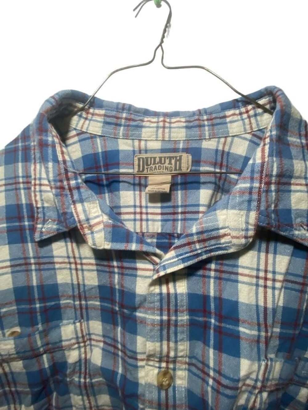 Duluth Trading Co Men's 4XL Blue Plaid Long Sleeve Flannel Button Up Shirt